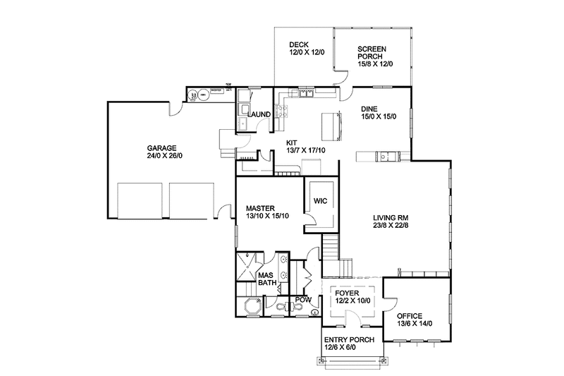 Architectural House Design - Floor Plan - Main Floor for Country House Plan #939-4 - 3 bed, 2.5 bath