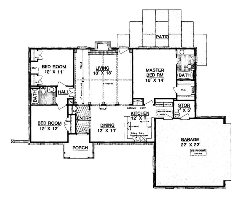 Ranch Style House Plan 3 Beds 2 Baths 1400 Sq/Ft Plan
