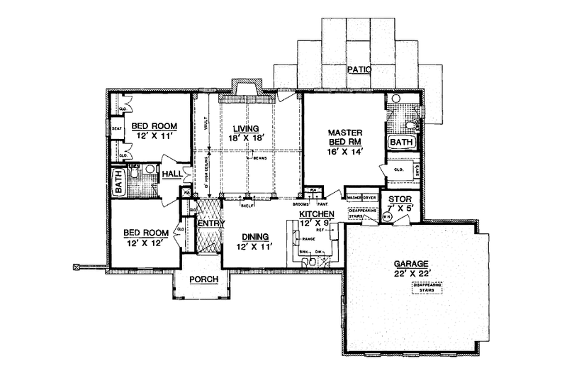 Home Plan - Floor Plan - Main Floor for Ranch House Plan #45-392 - 3 bed, 2 bath