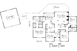Floor Plan - Main Floor for Traditional House Plan #71-107 - 3 bed, 2 bath