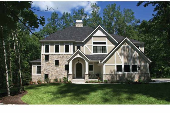 Exterior - Front Elevation 3 for Tudor House Plan #928-234 - 4 bed, 2.5 bath