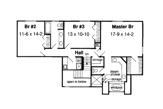 Floor Plan - Upper Floor for Traditional House Plan #312-819 - 3 bed, 2.5 bath