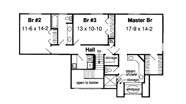 Floor Plan - Upper Floor for Traditional House Plan #312-819 - 3 bed, 2.5 bath