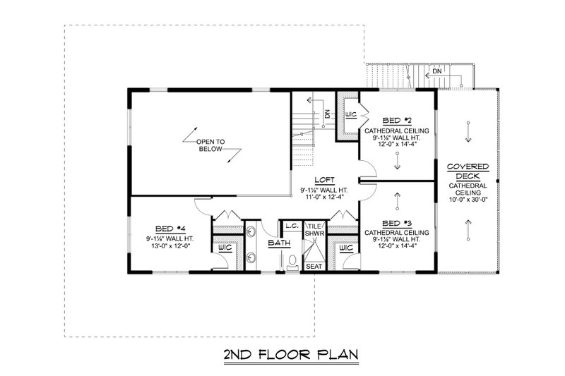Architectural House Design - Floor Plan - Upper Floor for Barndominium House Plan #1064-434 - 4 bed, 2 bath