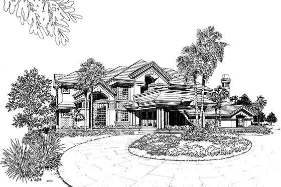 Exterior - Front Elevation 3 for Mediterranean House Plan #930-99 - 4 bed, 5.5 bath