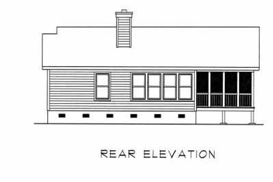 Exterior - Rear Elevation for Cottage House Plan #22-120 - 2 bed, 1 bath