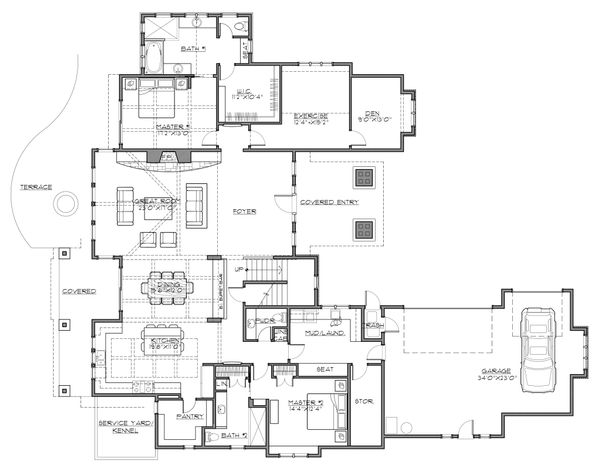 House Design - Craftsman Floor Plan - Main Floor Plan #892-27