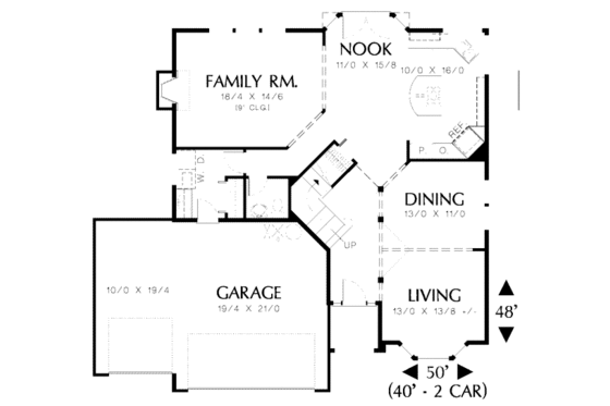 Floor Plan - Main Floor for Traditional House Plan #48-138 - 4 bed, 2.5 bath