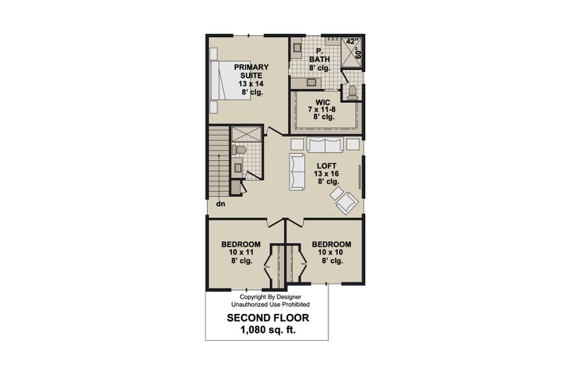 Architectural House Design - Floor Plan - Upper Floor for Modern House Plan #51-1516 - 3 bed, 2.5 bath