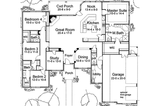 Floor Plan - Main Floor for European House Plan #120-228 - 4 bed, 3.5 bath