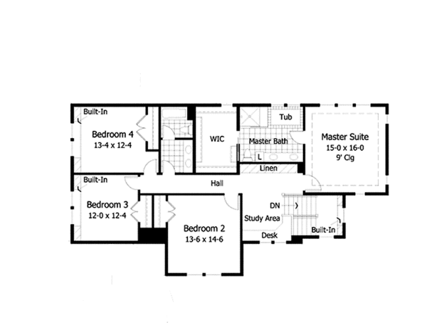 Dream House Plan - Traditional Floor Plan - Upper Floor Plan #51-1084