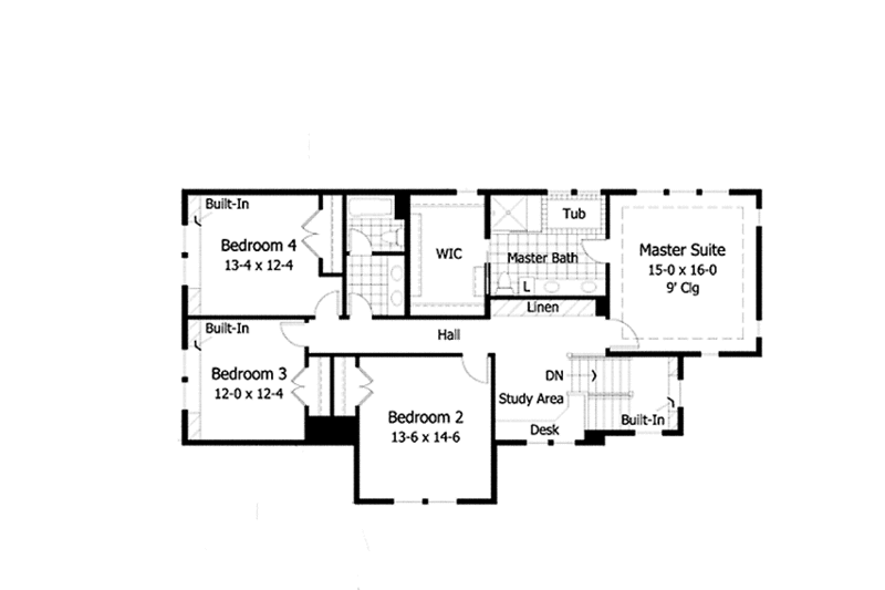 Home Plan - Floor Plan - Upper Floor for Traditional House Plan #51-1084 - 4 bed, 3.5 bath