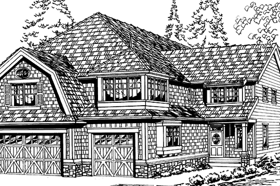 Exterior - Front Elevation 3 for Craftsman House Plan #132-315 - 4 bed, 2.5 bath