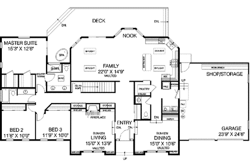 House Plan Design - Floor Plan - Main Floor for Traditional House Plan #60-224 - 3 bed, 2.5 bath