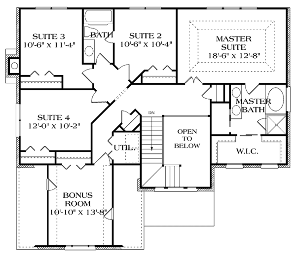 Home Plan - Colonial Floor Plan - Upper Floor Plan #453-341