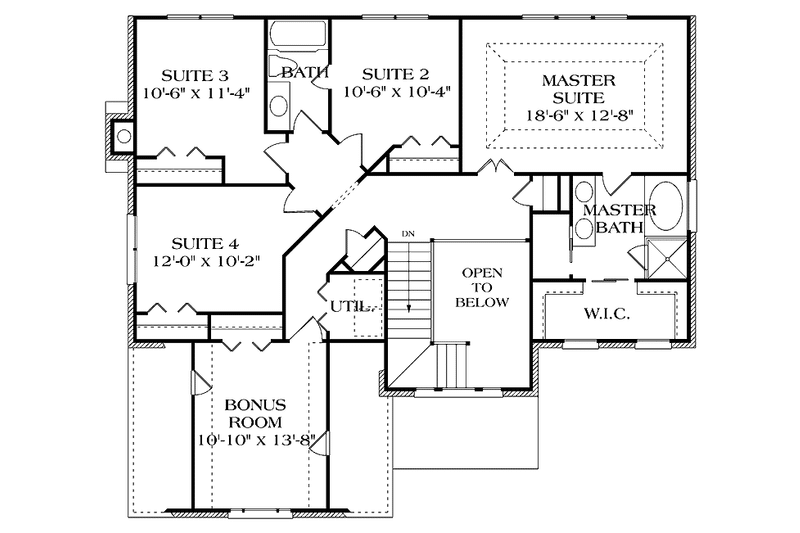 Architectural House Design - Floor Plan - Upper Floor for Colonial House Plan #453-341 - 4 bed, 2.5 bath