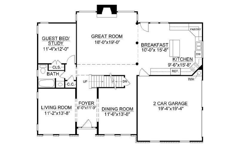 Home Plan - Floor Plan - Main Floor for Colonial House Plan #119-260 - 5 bed, 4 bath