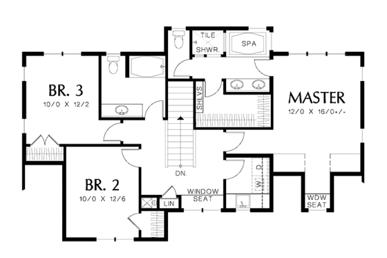 Floor Plan - Upper Floor for Colonial House Plan #48-870 - 3 bed, 2.5 bath