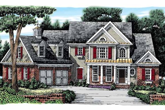 Exterior - Front Elevation 3 for Colonial House Plan #927-866 - 5 bed, 4 bath