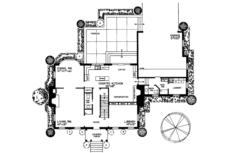 Architectural House Design - Floor Plan - Main Floor for Colonial House Plan #72-694 - 3 bed, 2 bath