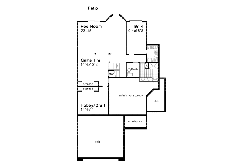 Architectural House Design - Floor Plan - Lower Floor for European House Plan #320-517 - 3 bed, 2 bath