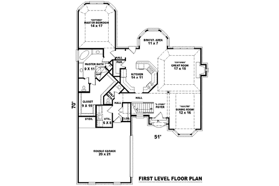 Floor Plan - Main Floor for European House Plan #81-923 - 3 bed, 2.5 bath