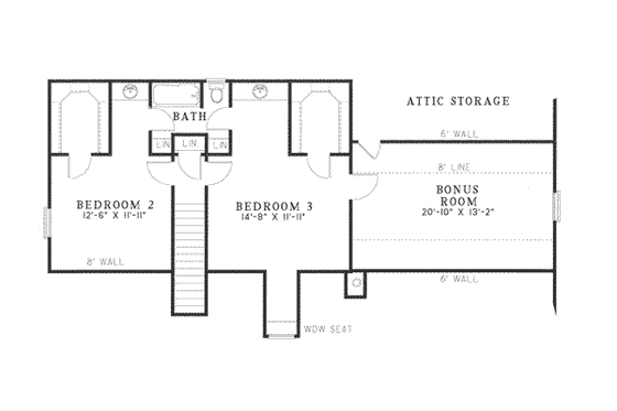Floor Plan - Upper Floor for Traditional House Plan #17-592 - 3 bed, 2.5 bath