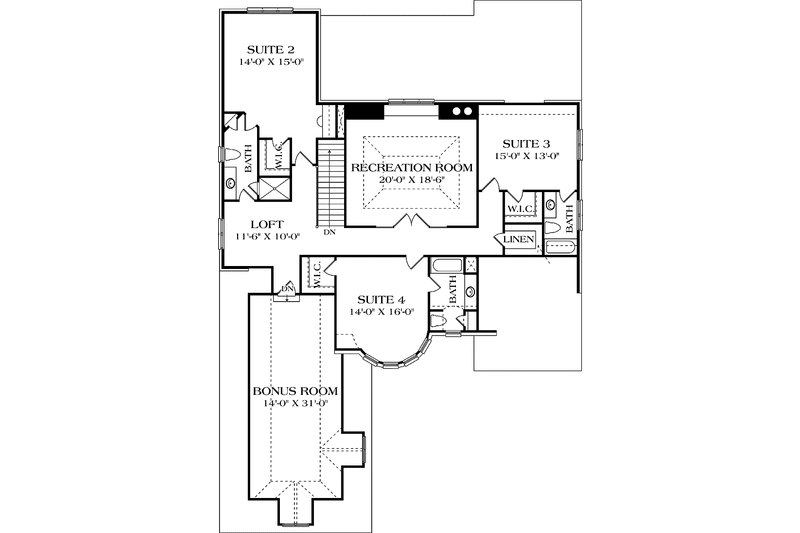 Architectural House Design - Floor Plan - Upper Floor for European House Plan #453-584 - 4 bed, 4.5 bath