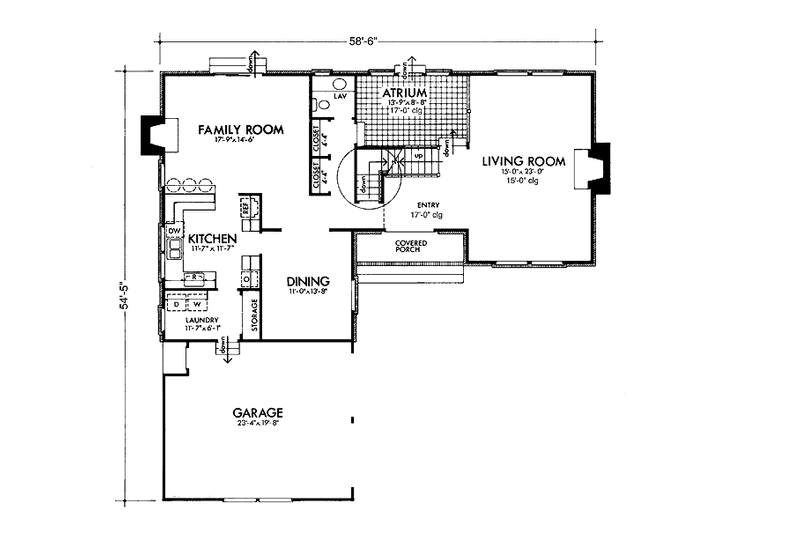 Home Plan - Floor Plan - Main Floor for Tudor House Plan #320-1368 - 3 bed, 2.5 bath