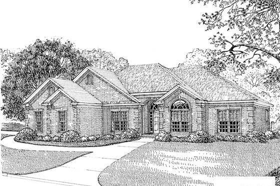 Exterior - Front Elevation 3 for Ranch House Plan #17-2731 - 4 bed, 3 bath