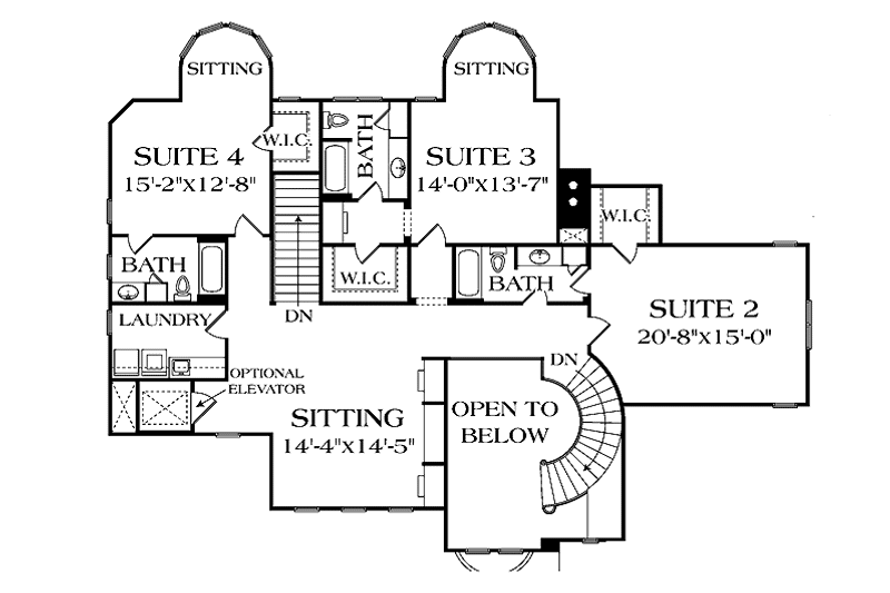 Home Plan - Floor Plan - Upper Floor for Mediterranean House Plan #453-610 - 5 bed, 7 bath