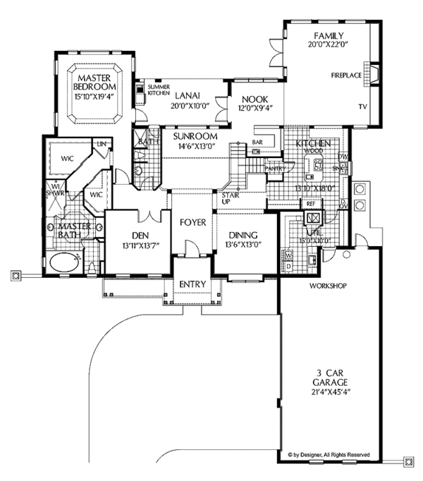 House Blueprint - European Floor Plan - Main Floor Plan #999-116