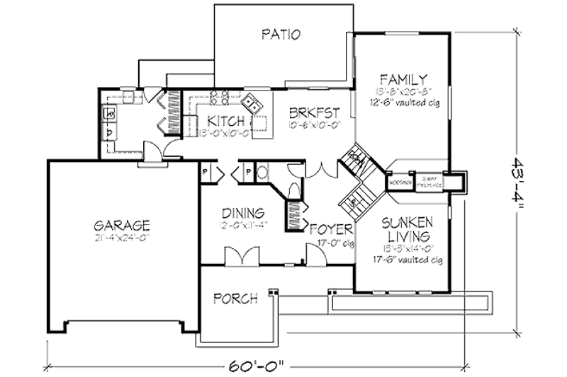 Home Plan - Floor Plan - Main Floor for Country House Plan #320-442 - 3 bed, 2.5 bath