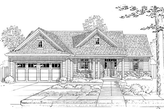 Exterior - Front Elevation 3 for Country House Plan #46-892 - 3 bed, 2 bath