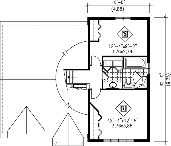 Traditional Floor Plan - Upper Floor Plan #25-3001