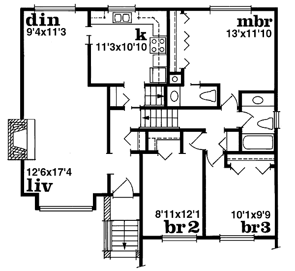 Traditional Floor Plan - Main Floor Plan #47-129