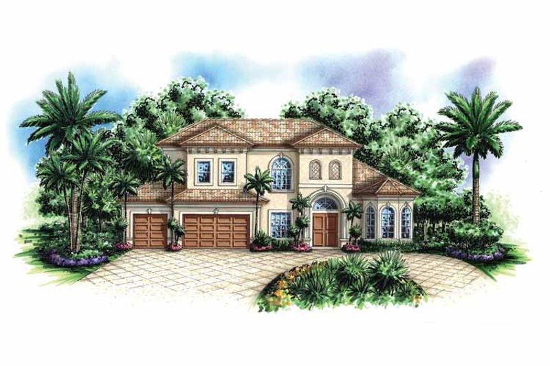 Architectural House Design - Exterior - Front Elevation 3 for Mediterranean House Plan #1017-129 - 4 bed, 4.5 bath
