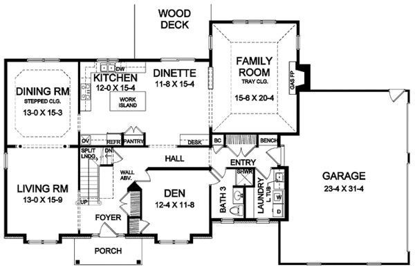 House Plan Design - Traditional Floor Plan - Main Floor Plan #328-334