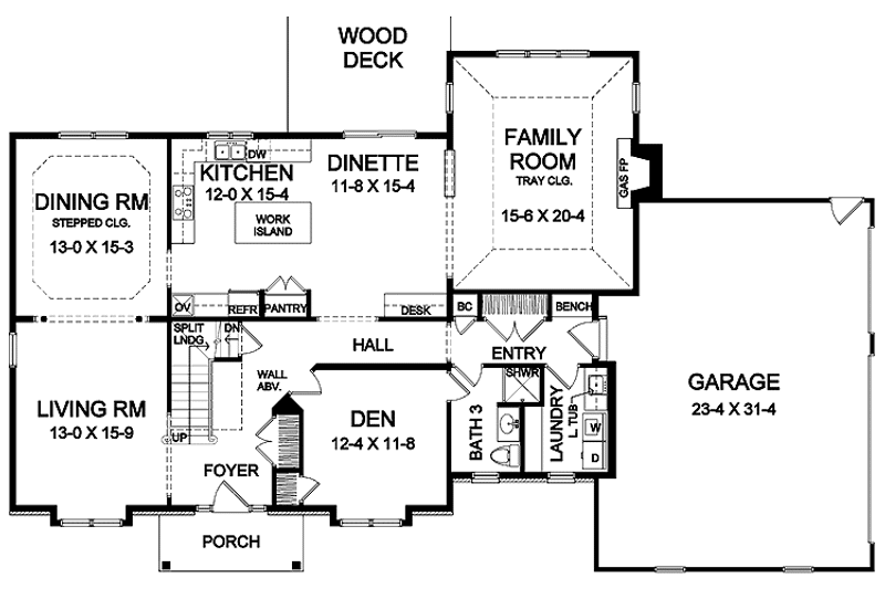 Home Plan - Floor Plan - Main Floor for Traditional House Plan #328-334 - 4 bed, 3 bath