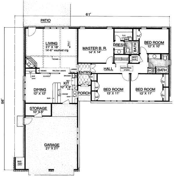 Home Plan - Tudor Floor Plan - Main Floor Plan #45-516