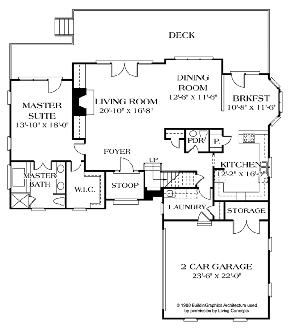 House Blueprint - Traditional Floor Plan - Main Floor Plan #453-435