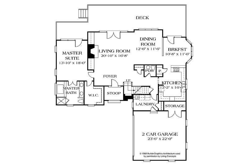 House Blueprint - Floor Plan - Main Floor for Traditional House Plan #453-435 - 3 bed, 2.5 bath