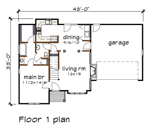 Home Plan - Cottage Floor Plan - Main Floor Plan #79-158