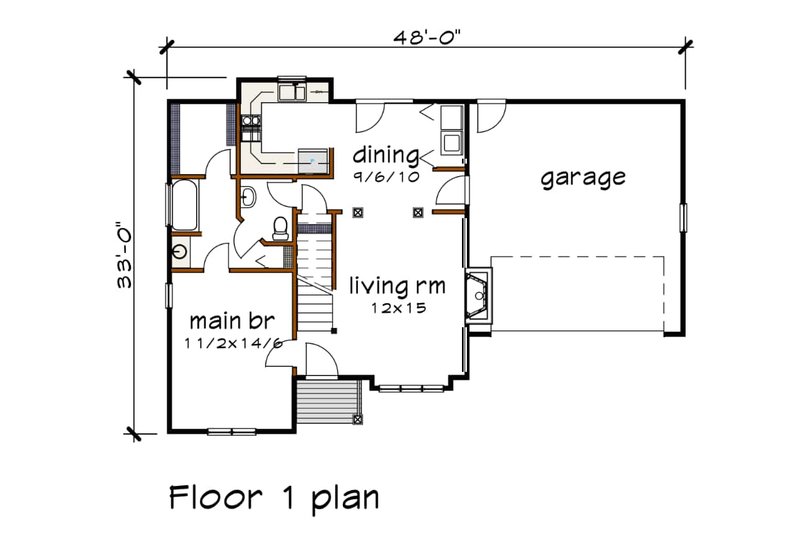 Architectural House Design - Floor Plan - Main Floor for Farmhouse House Plan #79-158 - 3 bed, 2.5 bath