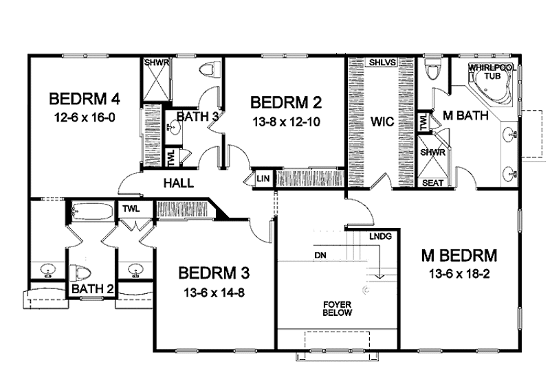 Home Plan - Floor Plan - Upper Floor for Traditional House Plan #328-455 - 4 bed, 4 bath