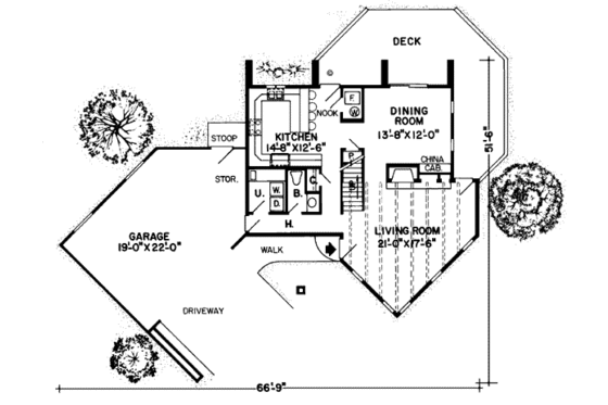 Floor Plan - Main Floor for Contemporary House Plan #312-768 - 3 bed, 2.5 bath