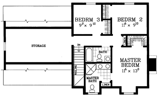 House Blueprint - Country Floor Plan - Upper Floor Plan #72-1086