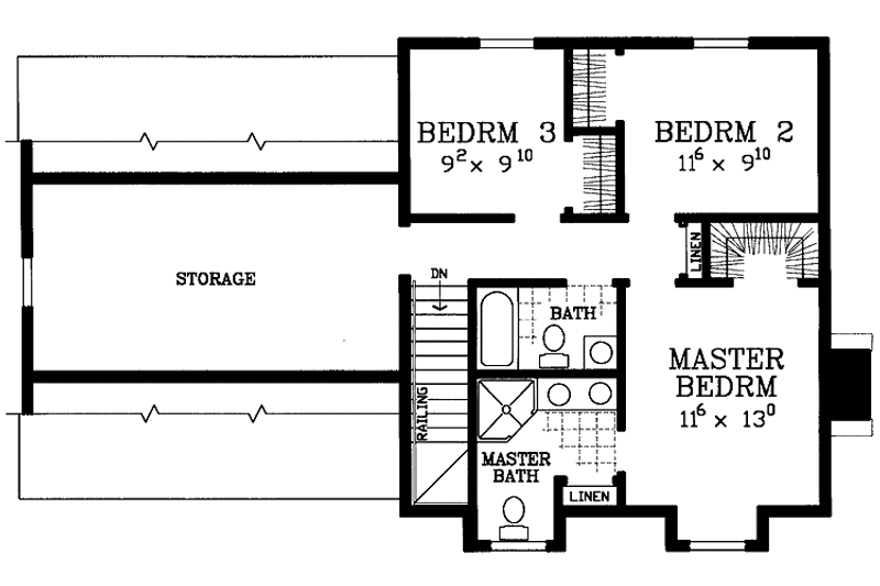 Home Plan - Floor Plan - Upper Floor for Country House Plan #72-1086 - 3 bed, 2.5 bath