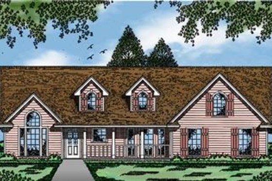 Exterior - Front Elevation for Farmhouse House Plan #42-285 - 3 bed, 2 bath