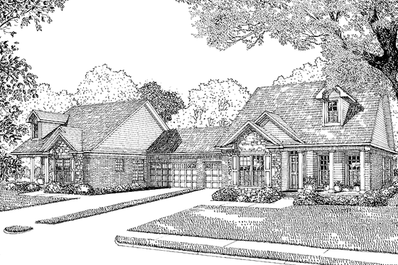 Exterior - Front Elevation 3 for Country House Plan #17-2782 - 6 bed, 4 bath